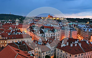 Prague roofs by night