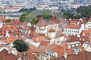 Prague roofs. Top view