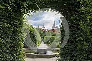 Prague Senate. Wallenstein Palace stands near the Vltava River in the northern part of the Lesser Country. Alleys of the garden