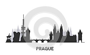 Prague skyline silhouette.