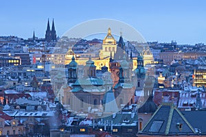 Prague - Spires of the Old town and National museum