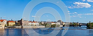 Prague Stare Mesto embankment panorama from Charles bridge