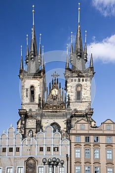 Prague Staromestska square, Church of our Lady Tyn, Czechia
