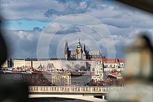 Prague street. Europe Czech Republic famous travel old city. Charles bridge in cityscape