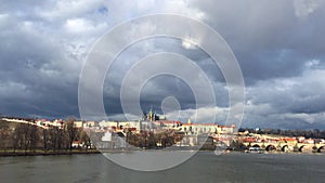 Prague street. Europe Czech Republic famous travel old city. Charles bridge in cityscape