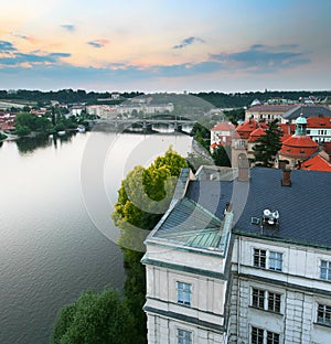 Prague the sunset