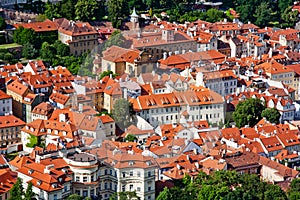 Prague traditional red roofs