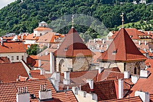 Prague traditional red roofs. Prague, Czech republic