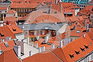Prague traditional red roofs. Prague, Czech republic