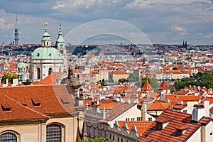 Prague traditional red roofs. Prague, Czech republic