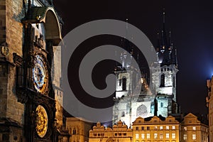 Prague - Tynsky palace and astronimical clock photo