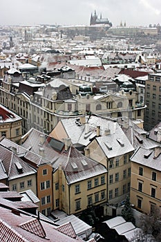 Prague under snow