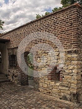 Prague,Upper castle - Brickwork wall and small gate