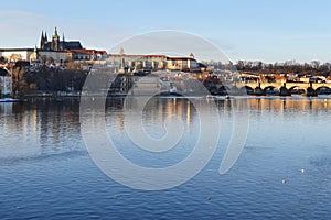 Prague, view of Prague Castle from the opposite bank of the Vltava River