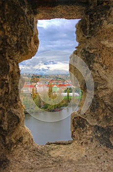 Prague, Vltava river, Czech Republic - view from Vysehrad fortress