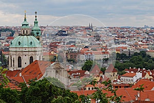 Prague and Vltava River viewed from Hradcany Prague Czech Republic