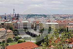 Prague and Vltava River viewed from Hradcany Prague Czech Republic