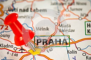 Praha on a map photo