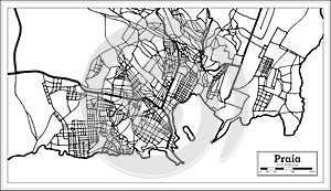 Praia Cape Verde City Map iin Black and White Color. Outline Map photo