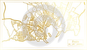 Praia Cape Verde City Map in Retro Style in Golden Color. Outline Map photo