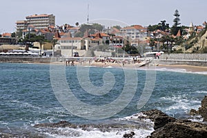 Praia da Azarujinha, beach and houses in Estoril, portugal