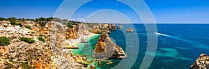 Praia da Marinha, beautiful beach Marinha in Algarve, Portugal. Navy Beach (Praia da Marinha), one of the most famous beaches of