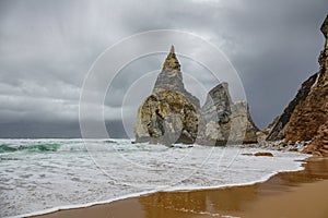 Praia da Ursa beach near Cabo da Roca cape in Portugal,