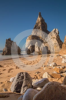 Praia da Ursa beach with rocks in Portugal