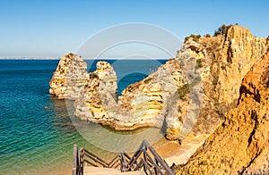 Praia Do Camilo beach in Lagos, Algarve, Portugal.