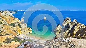 Praia do Camilo beach in Lagos, Algarve region, Portugal