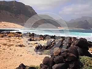 Praia Grande beach in the coast of Sao Vicente island Cape Verde