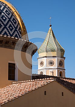 Closeup of the Church of San Gennaro in the little town of Praiano on the Amalfi Coast, Southern Italy