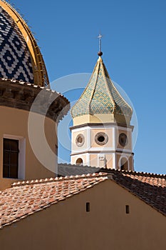 Closeup of the Church of San Gennaro in the little town of Praiano on the Amalfi Coast, Southern Italy