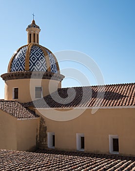 Closeup of the Church of San Gennaro in the little town of Praiano on the Amalfi Coast, Southern Italy