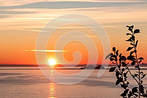 Praiano - Scenic sunset behind the Li Galli islands in the Mediterranean Sea. View from Positano,  Amalfi Coast, Italy, Europe.