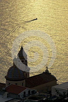 Praiano sunset on the sea