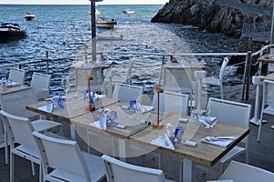 Praiano - Tavoli panoramici del Ristorante Il Pirata a Marina di Praia photo