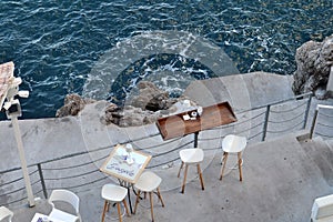 Praiano - Tavolini panoramici del Ristorante Il Pirata a Marina di Praia photo