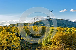 The prairie autumn scenery and Wind turbines