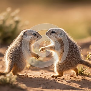 prairie dogs, two cute baby animals