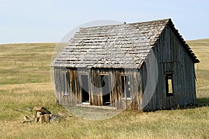 A prairie shack on an abandoned field in South Dakota, USA.