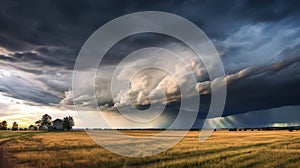 Prairie Storm Clouds ominous weather Saskatchewan Canada rural landscape panorama
