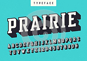 Prairie vector condensed retro typeface, uppercase letters and n