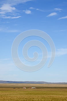 Prairies under blue sky photo