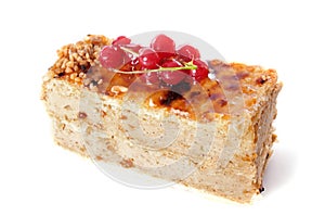 Praline cake with red currants
