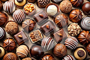 Praline Chocolate Sweets on Dark Background