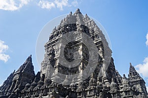 Prambanan temple building under blue sky