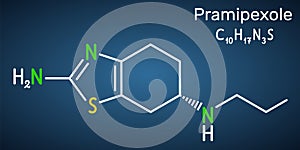 Pramipexole molecule. It is non-ergot dopamine agonist, medication . Structural chemical formula
