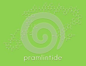 Pramlintide diabetes drug molecule. Analog of amylin or islet amyloid polypeptide IAPP. Skeletal formula.