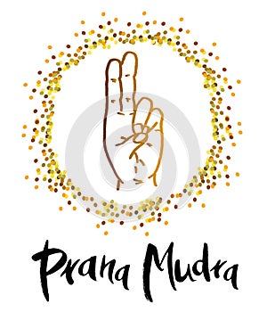 Vector illustration of Prana mudra for templates, cards, badges, web. photo